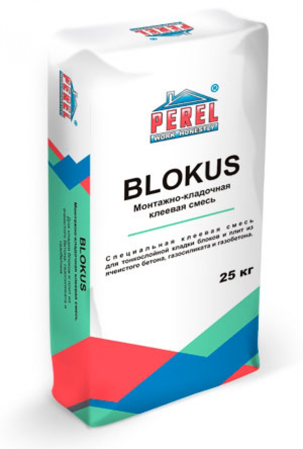 Клеевая смесь для блоков Blokus 0318, Perel 25кг