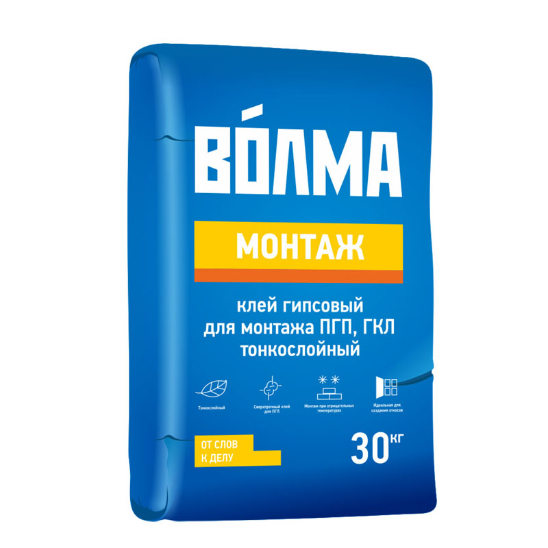 Клей гипсовый ВОЛМА-Монтаж 30 кг