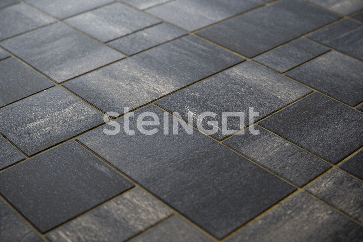 Тротуарная плитка Мюнхен Графитовый камень (Stein Black) 60 мм, Steingot