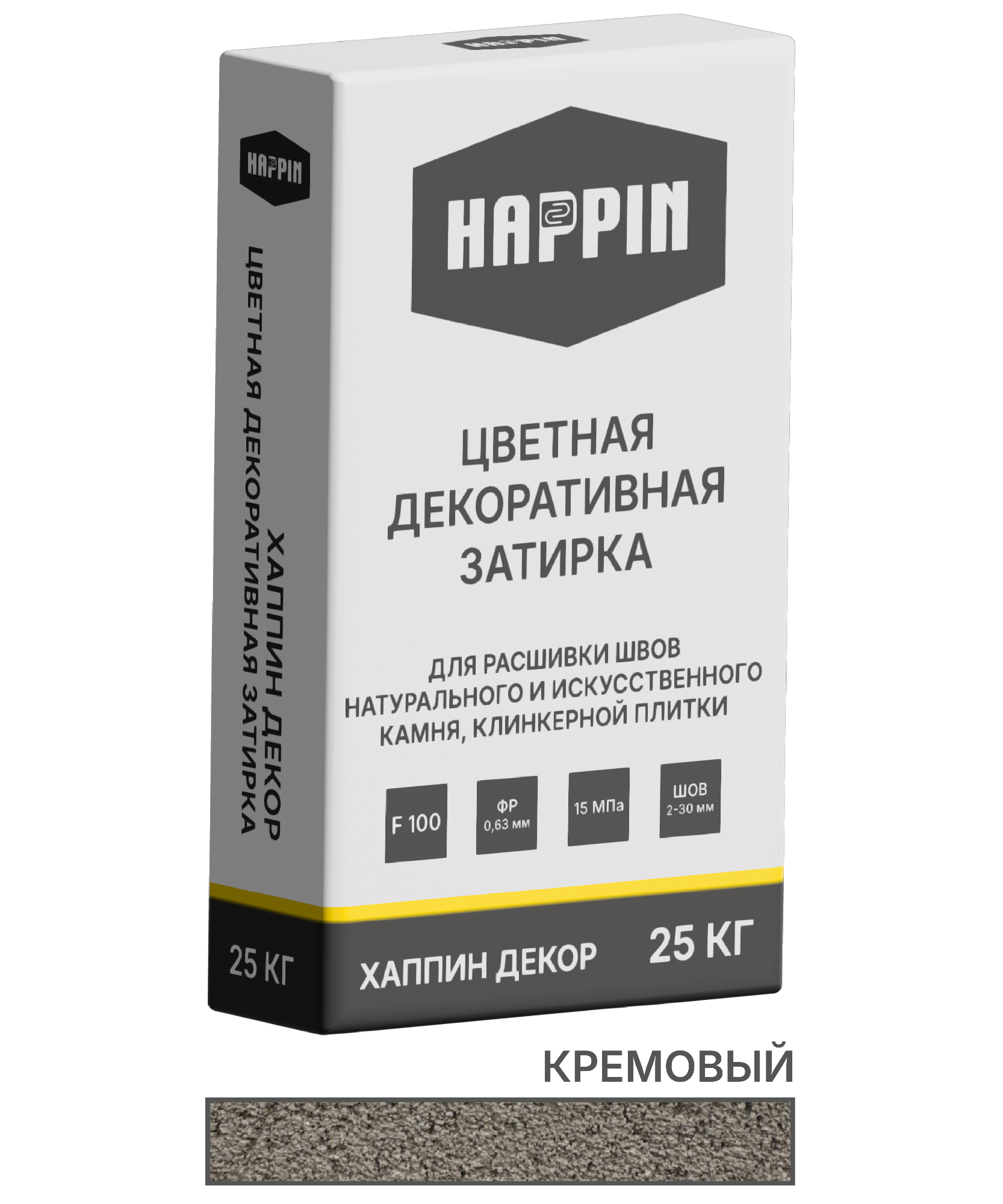 Цветная декоративная затирка Хаппин Декор, кремовая, 25 кг